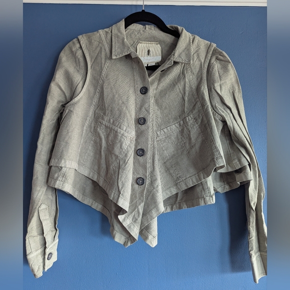 Hei Hei Anthropologie Renley Handkerchief Jacket Green Cropped Layered - Picture 2 of 7